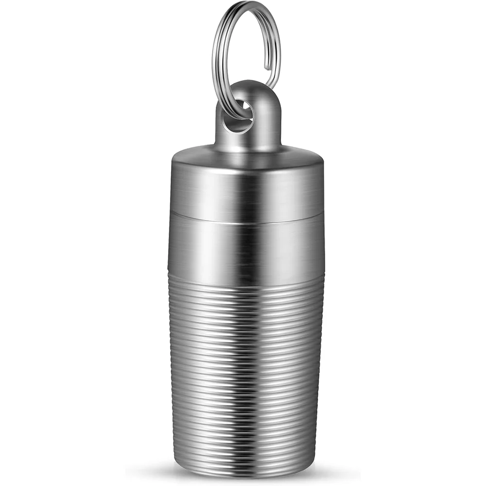 

TISUR Micro Titanium Pill Holder, Super Tiny Nitro Keychain Pill Case -Mini Pill Box Waterproof, Airtight, Rustproof