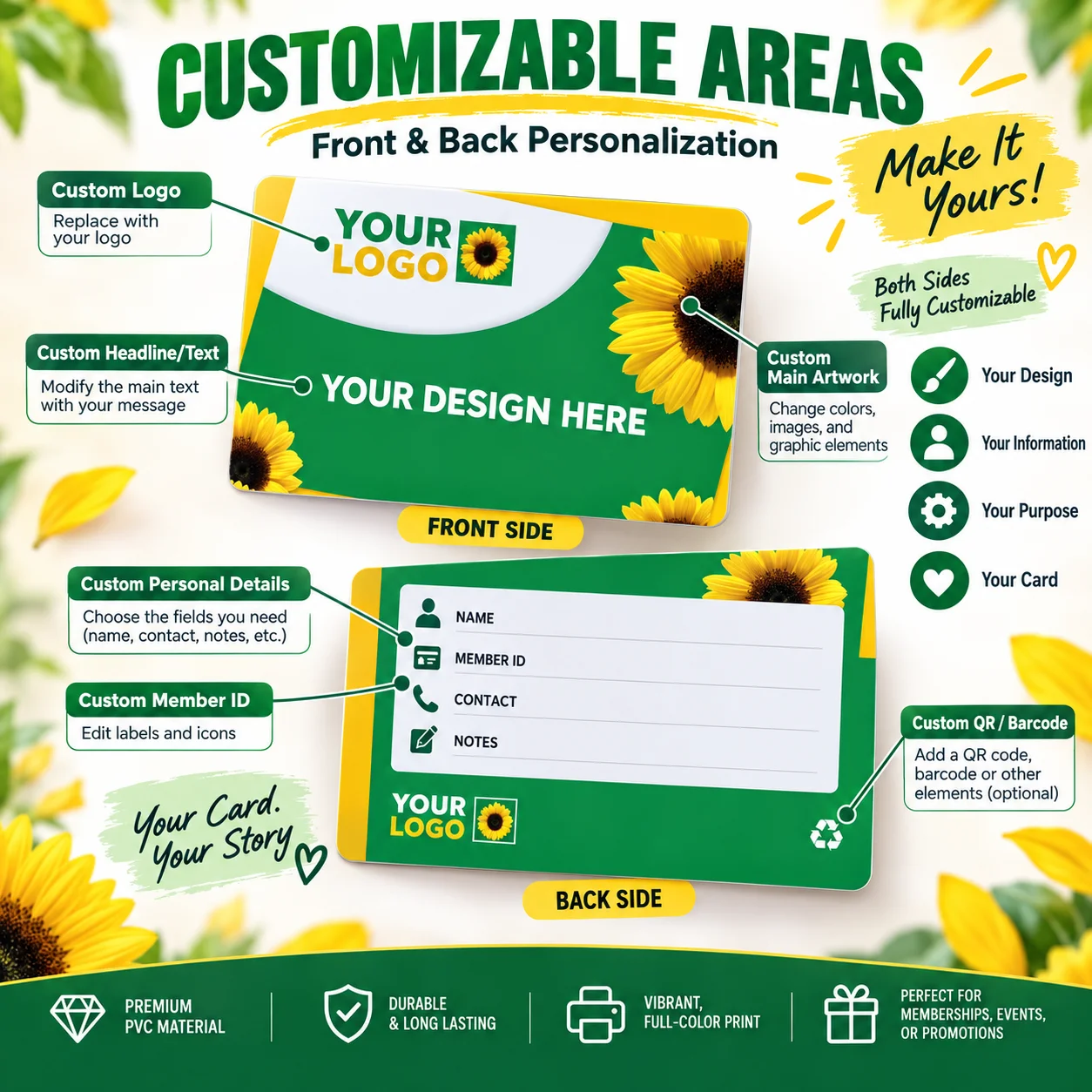 Custom PVC Card Personalized White Card Printing for ID Badge Membership Gift Business Name Tag Customizable