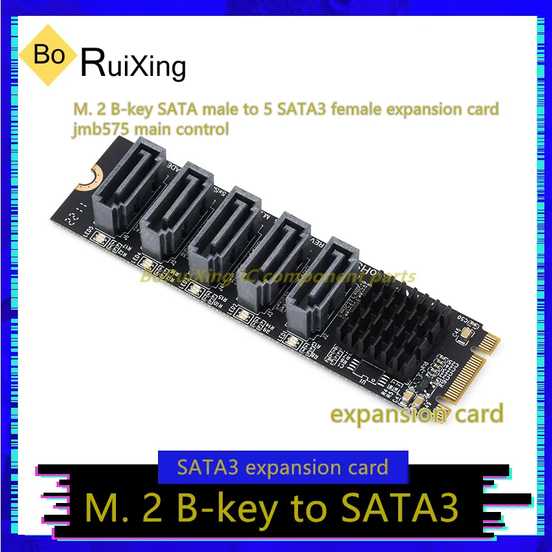 1PCS/LOT  M.2-B-key-SATA M. 2 B-key SATA Male To 5 SATA3 Female Expansion Card Jmb575 Main Control