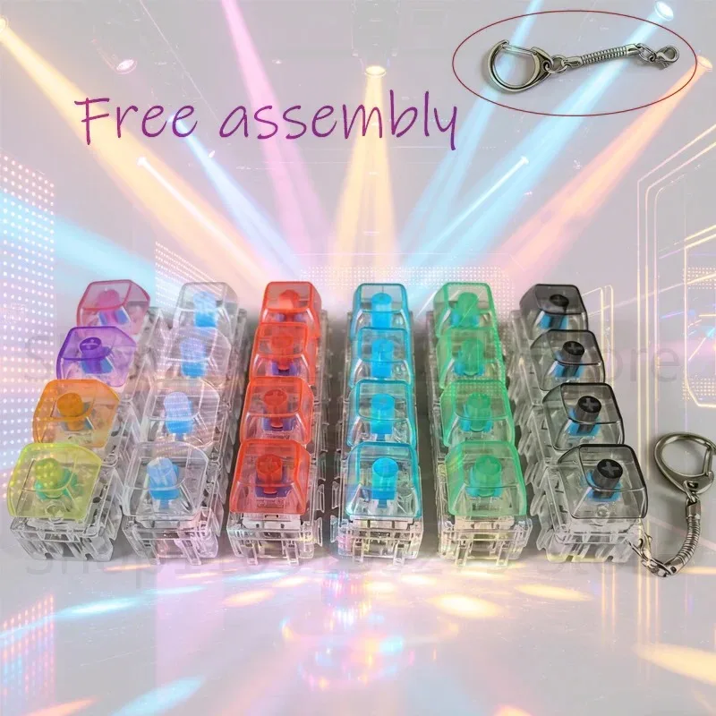 ~LED Free Assembly Keyboard Keychain Fidget Toy Crystal Clicker Sensory Toy Stress Relief Keyboard Keychain Adult Children's Toy