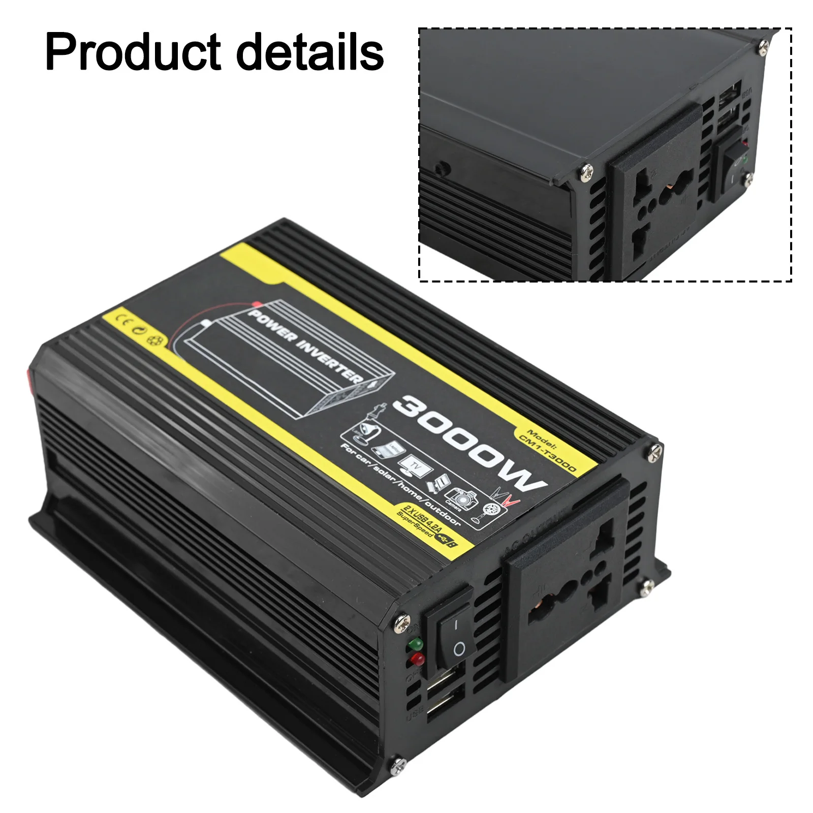 

Wave Converter Car Inverter Modified Replacement 12V To AC 220V 110V 500W Electronics Accessories Green Work Light