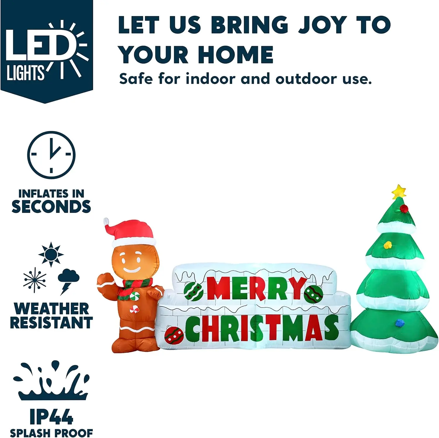 JOYFY 10 FT Christmas Inflatable Gingerbread Man & Christmas Tree Holiday Inflatable Outdoor Decoration  for Xmas Party Gift