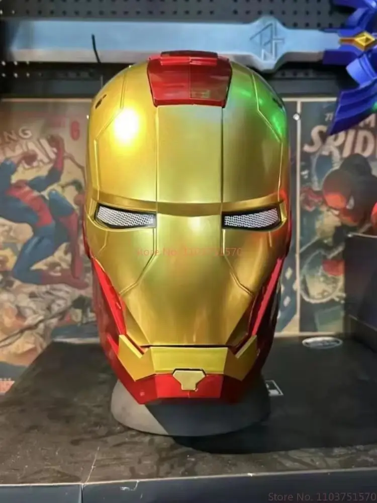 Iron Man Helmet Mk5 Electric Control Helmet 1/1 Cosplay Led Eyes Metal Mask Model Toy For Children Adults Gifts Christmas
