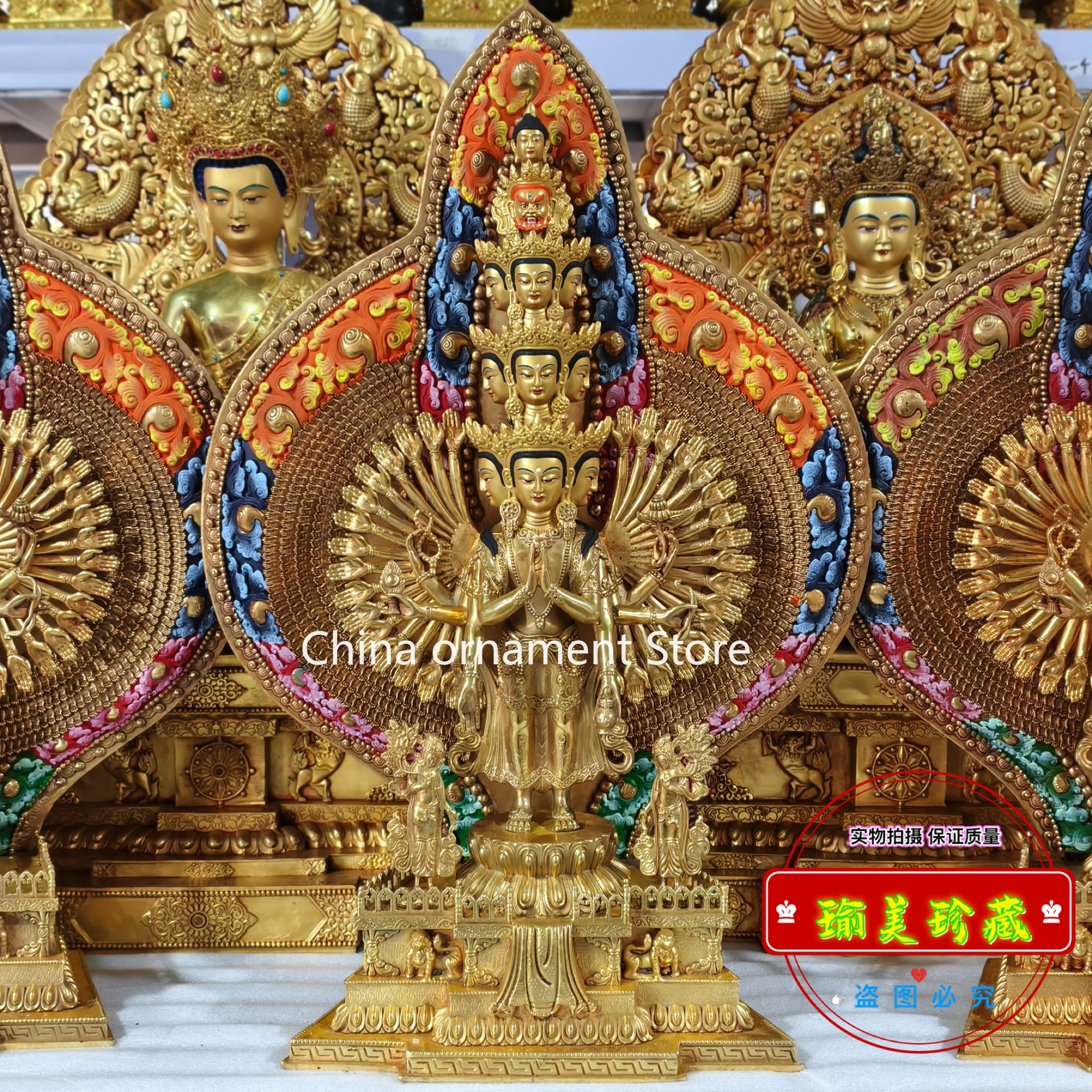 Tibetan Thousand-Handed Guanyin Bodhisattva Buddha Statue Two Feet 67cm High Boutique Buddha Home Buddhist Hall Offers Bronze St