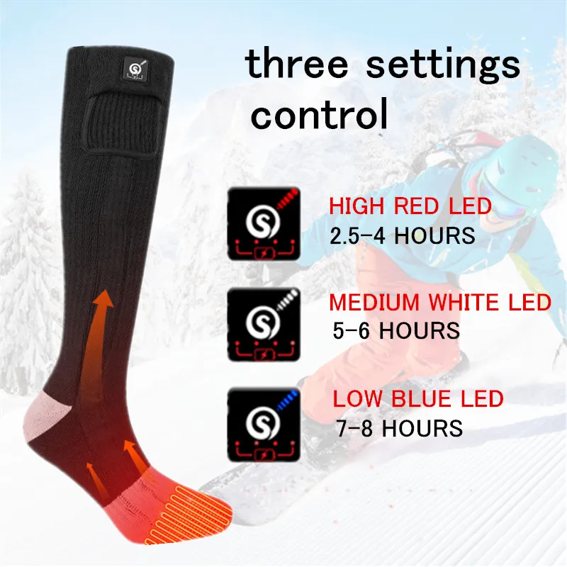 SNOW DEER Winter Warm Electric Heating Socks Man With Battery Heating Stockings Thermal Socks Ski Socks Sports With Warmer Foot