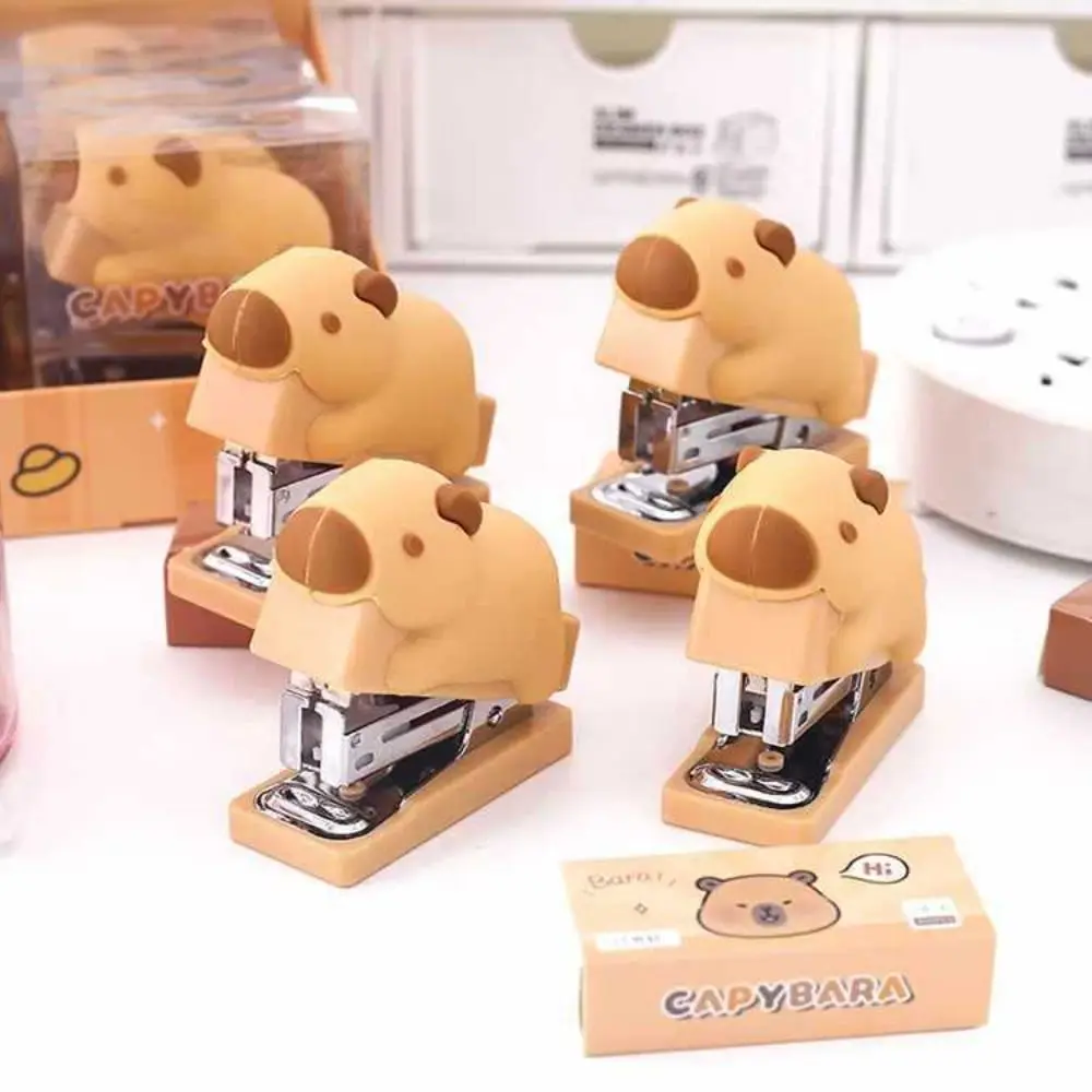 Cute 10 # Capybara Staplers Set Creative Mini Student Binding Machine Portable Effortless Office Supplies