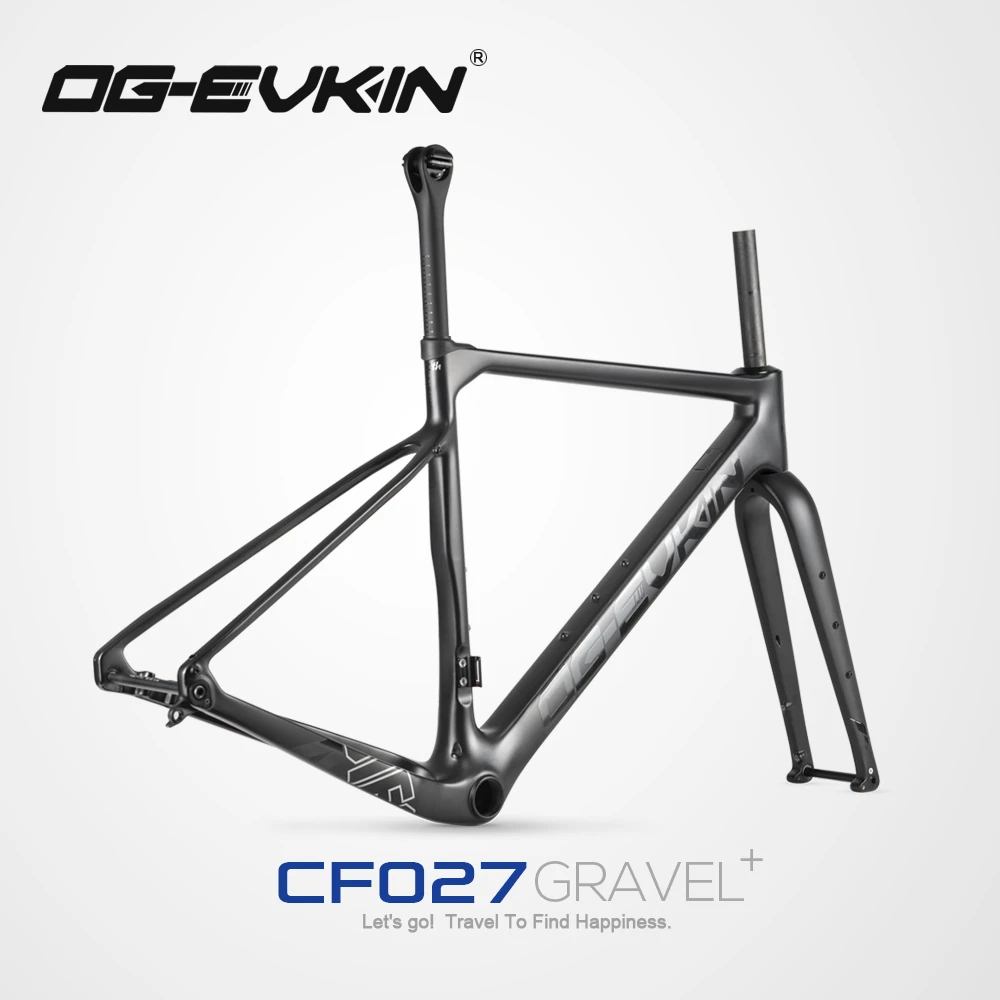 OG-EVKIN CF-027 Carbon Gravel Bike Frame Fully Hidden Cable EPS Frame Fork Thru Axle Disc Brake Bicycle 700Cx45C 27.5er Frame