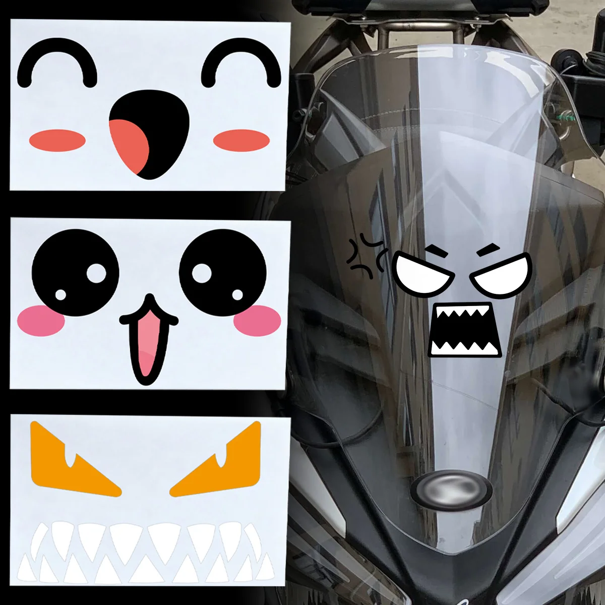 1PC Cartoon Spaß Lächeln Wütende Emoji Aufkleber Vinyl Reflektierende Helm Roller Auto Motorrad Zubehör Dekoration Körper Aufkleber