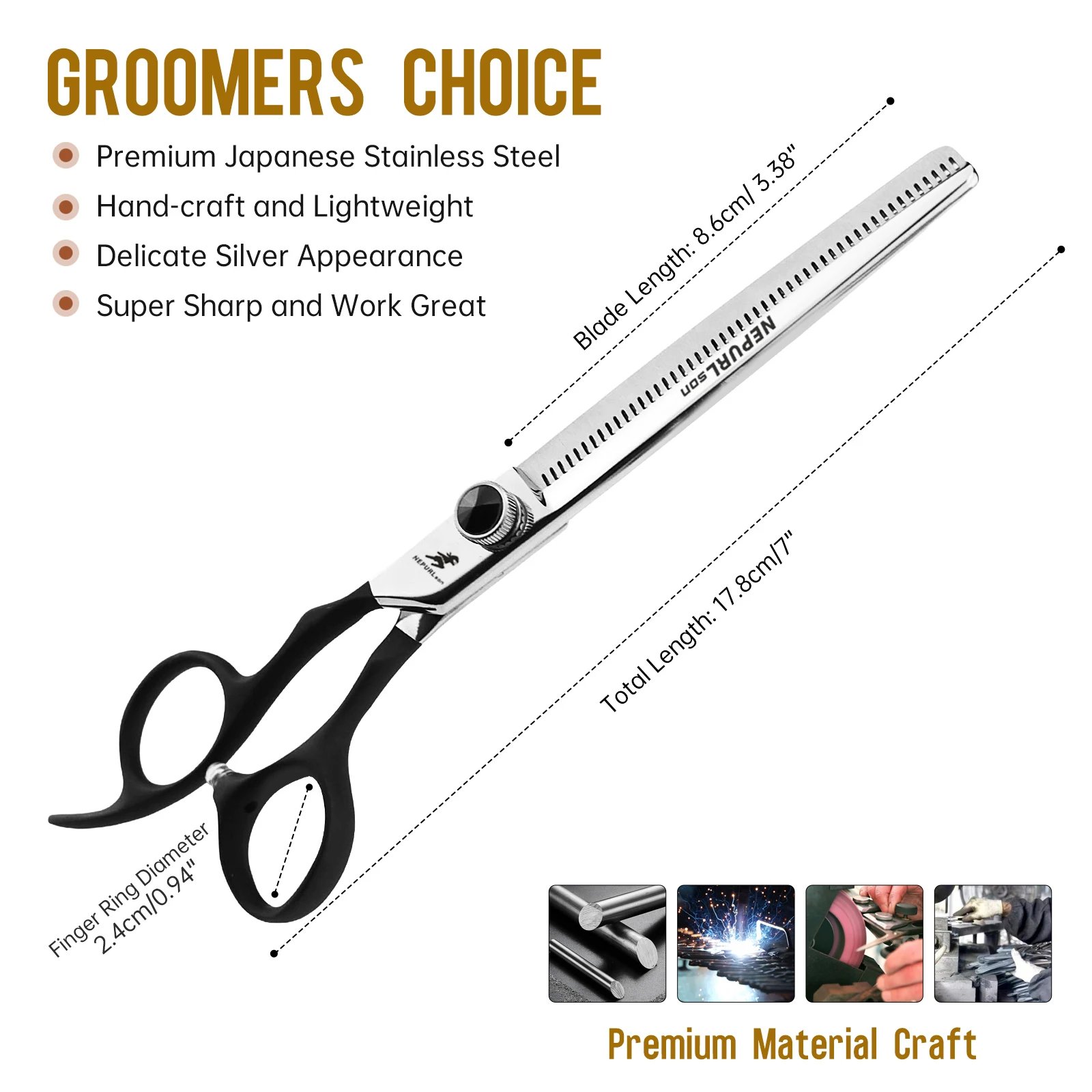 Professional JP440C 7.0inch Left hand Pet Reverse tooth Thinning Grooming Scissors  Dog Scissors Thinner Shears Rate30%-40%