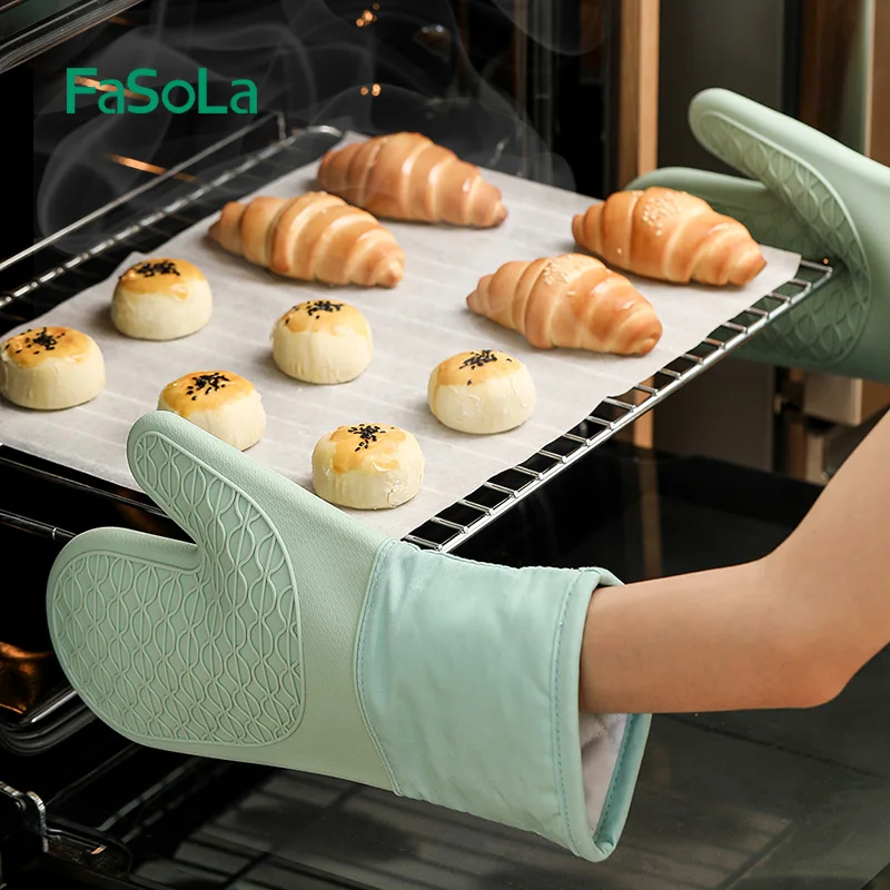 

FaSoLa 1PC Extra Long Silicone Smoker Oven Glove Kitchen Heat Insulating Glove Durable Heat Resistant Cooking Oven Mitt for BBQ