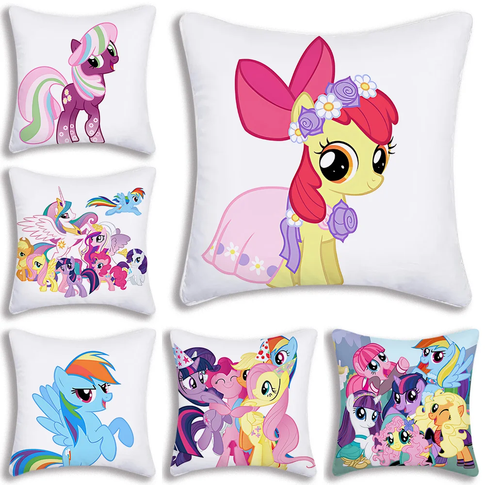 

My Little PonyS Pillow Covers Cartoon Sofa Decorative Home Double-sided Printing Short Plush Cute Cushion Cover