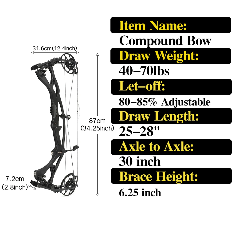 Составной лук 40-70 фунтов, 342 кадров в секунду, скорость стрелы, шкив, лук для стрельбы из лука, правое откликання, 80-85%, двойной кулачок с ЧПУ, охотничья мишень для стрельбы