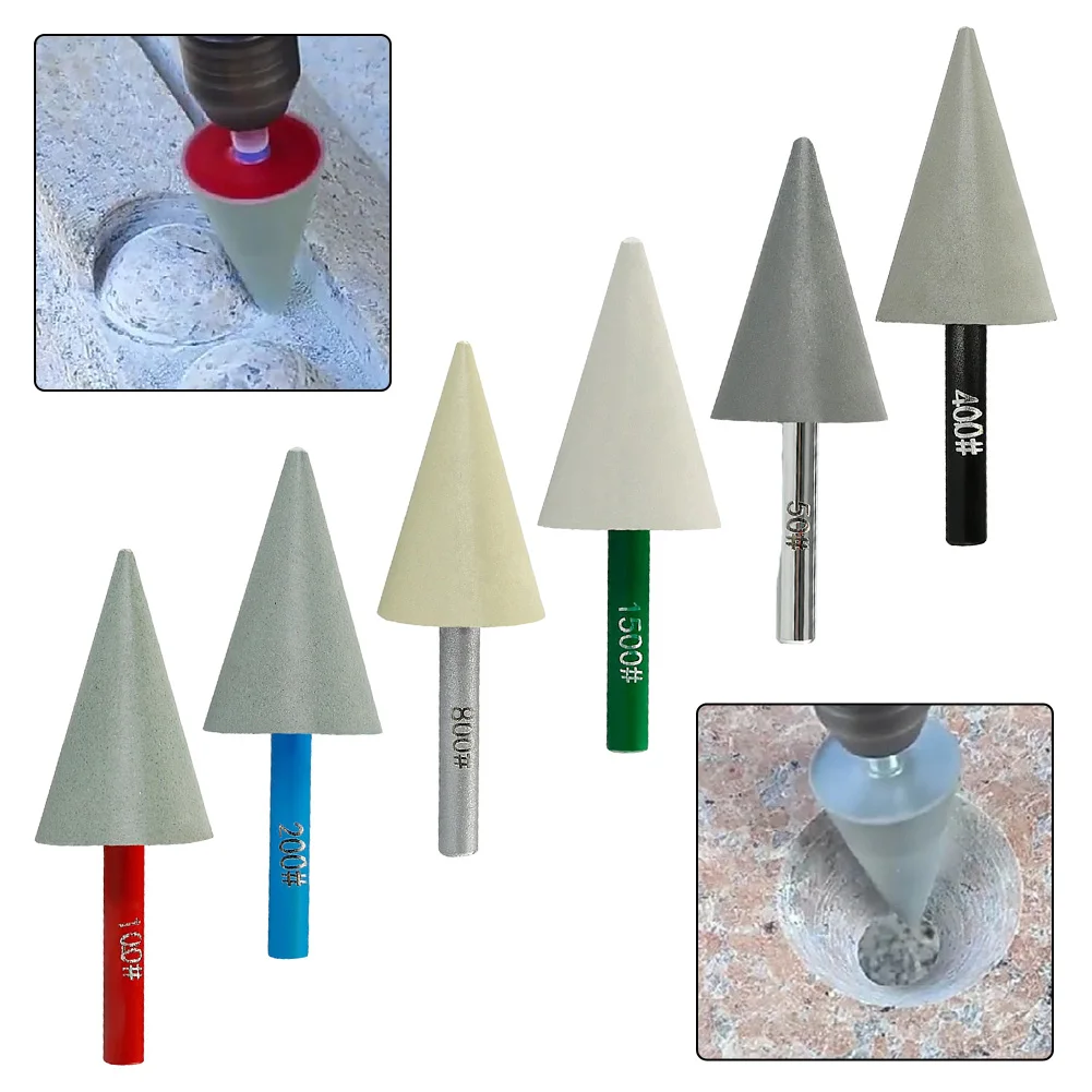 1pcs 6mm Shank Resin Diamond Conical Burr Grinding Head For Stone Jade Ceramic Glass Carving Rotary Polishing Tools 50-1500Grit