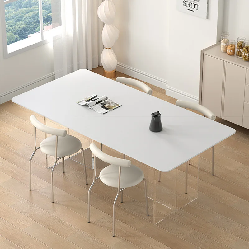 

Creamy Style Suspended Dining Tables Granite Matte Surface Dining Tables Modern Acrylic Home Furniture Tavoli Da Pranzo ZY40CZ