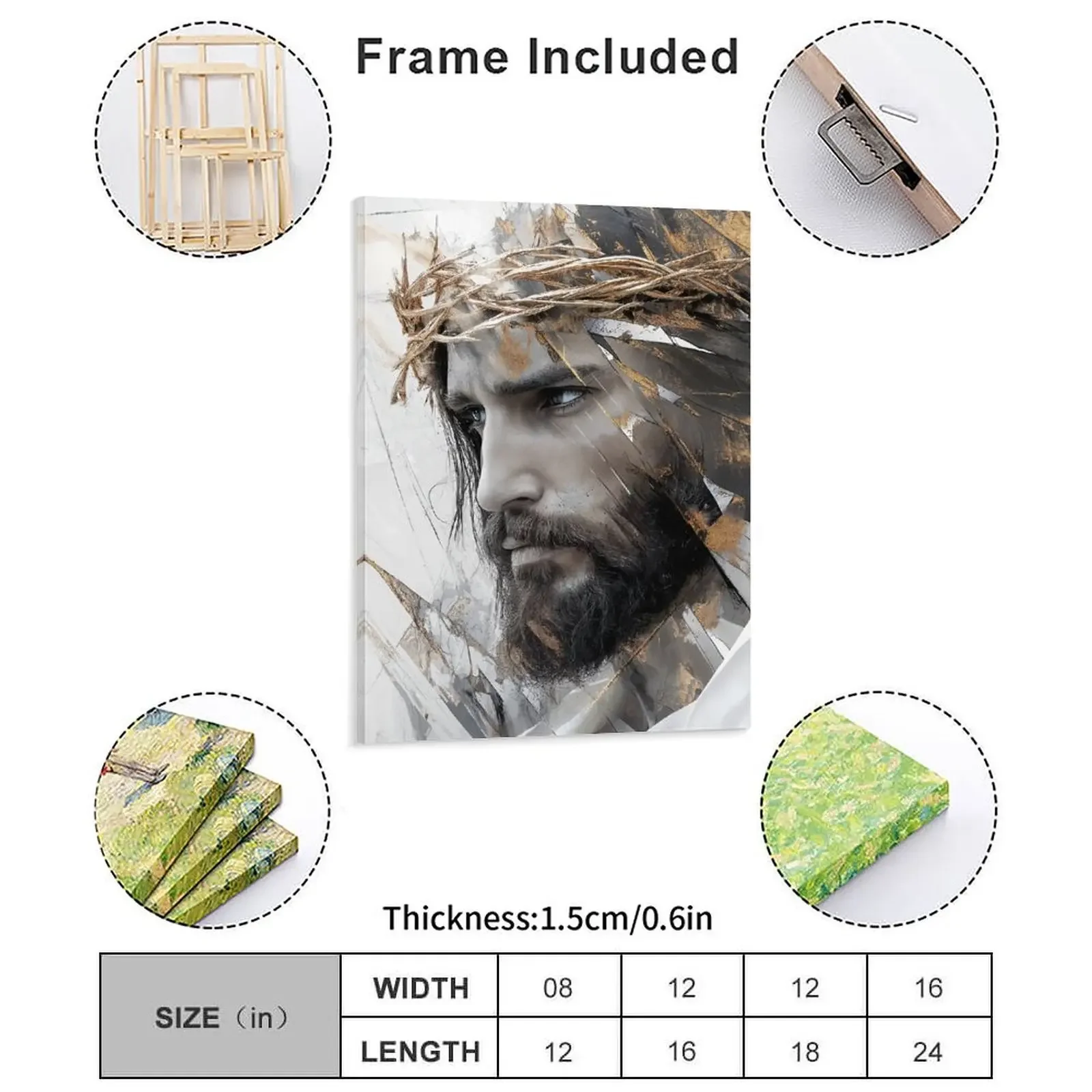 Jesus Christ Portrait Canvas Painting Classic Designer Wall Cave Cinema Custom Framed Wall Paintings