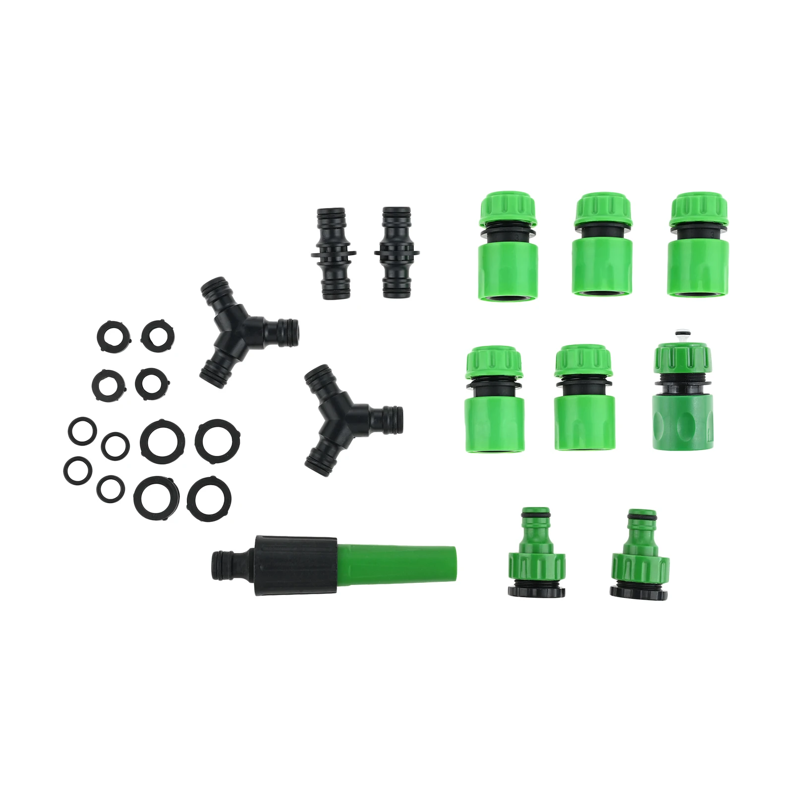 Juego de accesorios de manguera de jardín de plástico, 25 piezas, con conectores, adaptadores de grifo 2 en 1, boquilla de pulverización, divisores de manguera en Y para Conexión de grifo