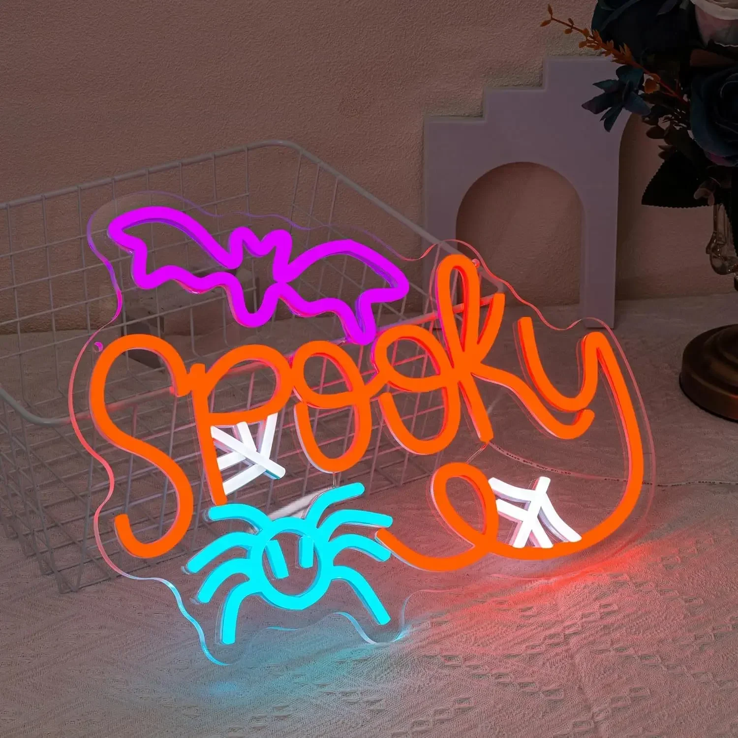 ﻿   مخيف ضوء النيون تسجيل USB عكس الضوء LED النيون تسجيل الجدار الديكور لغرفة النوم غرفة ألعاب غرف معيشة هدايا حفلة عيد ميلاد