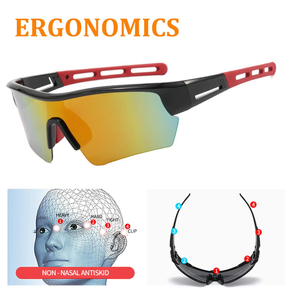 Fashionable UV400 Cycling Sunglasses Windproof Protection Sports Glasses With MTB Road Riding Protection Eyewear Accessories