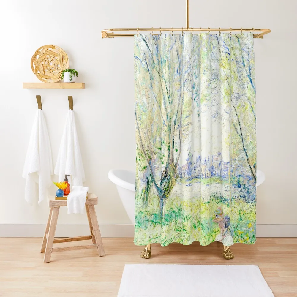 Claude Monet - Woman Seated under the Willows Shower Curtain Shower Set For Bathroom Bathroom Accessories Curtain