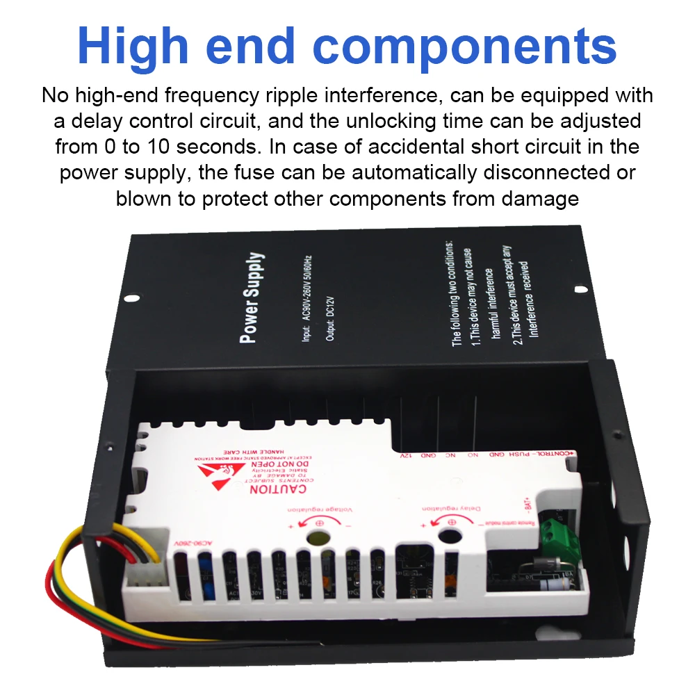 Porta Acesso Controle Interruptor Fonte de Energia para 2 Fechaduras Elétricas, Impressão Digital Acesso Sistema de Controle, DC 12V, 5A, AC 90-240V