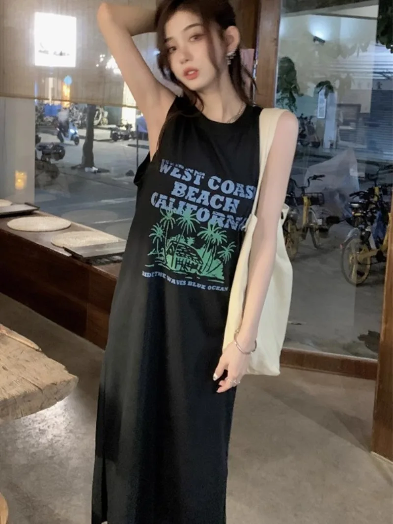 T-shirt Long en coton ample pour l'été, imprimé Dr paresseux, Svel, Dr au-dessus du genou, Dr Commute, coréen, taille ample