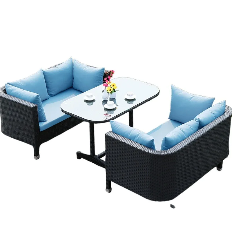 Courtyard balcony double sofa rattan open-air imitation rattan sofa y