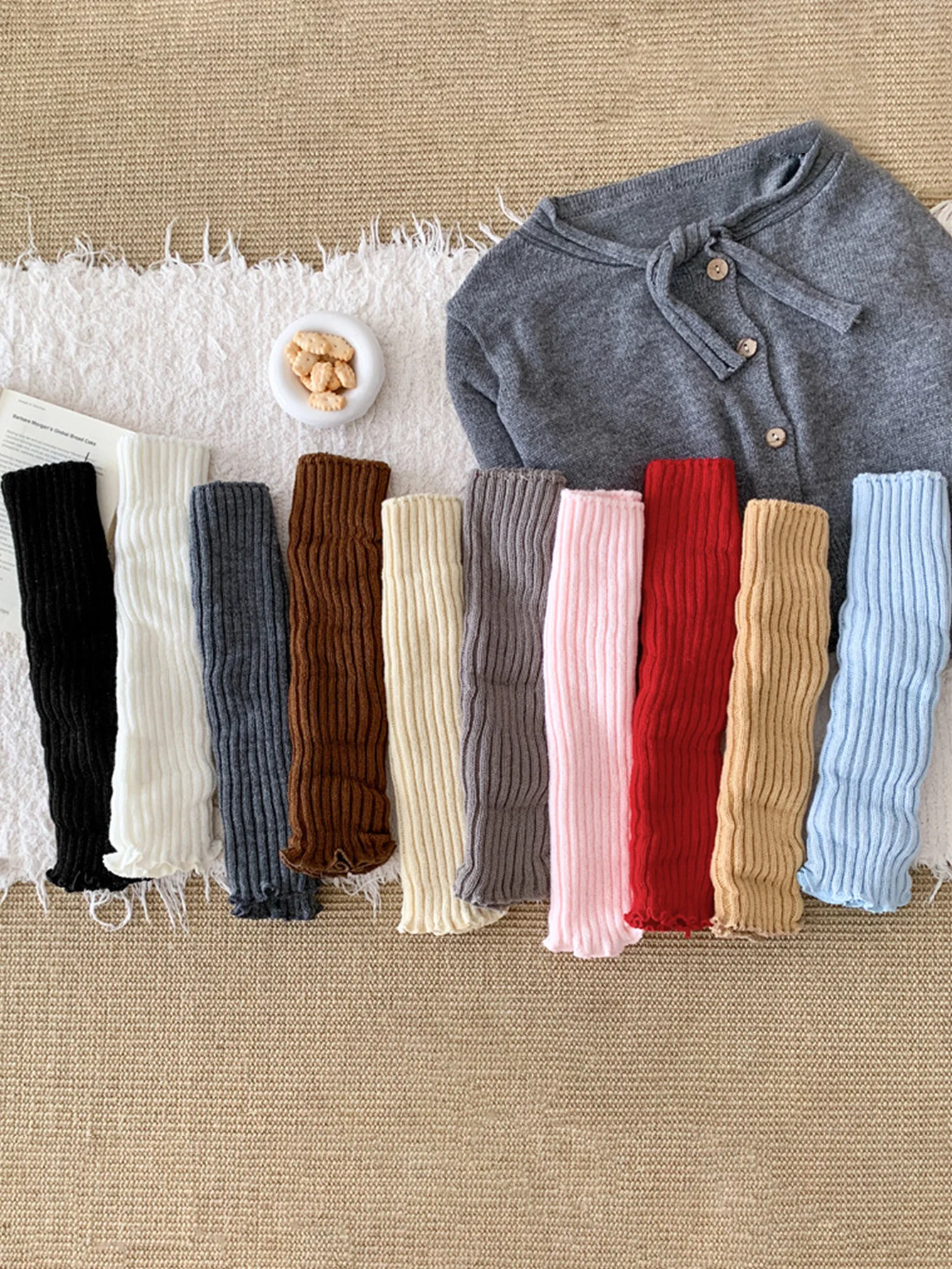 1/2/3/4/5/6 Pairs Random of Solid Color Retro Keep Warm Knitted Women's Stocking Socks