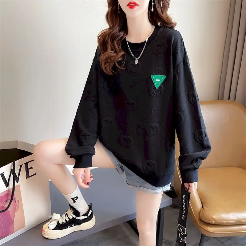 Fashion Pullovers Women Spring Autumn Trendy Thin Sweatshirts High-quality Loose Jacquard Outerwear Tops Casual Pullover Woman