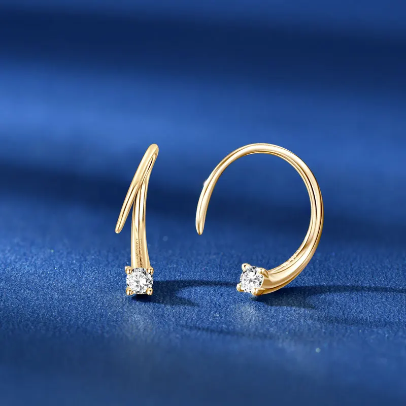 OXTAO 2.5mm Luxury Moisanite Clip On Earrings Original 925 Silver Plated White Gold Hoop Earrings for Party Christmas Jewelry