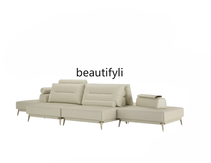 Light Luxury Direct Discharge Type Combination Sofa Modern Living Room Designer Model Top Layer Leather Sectional Sofa