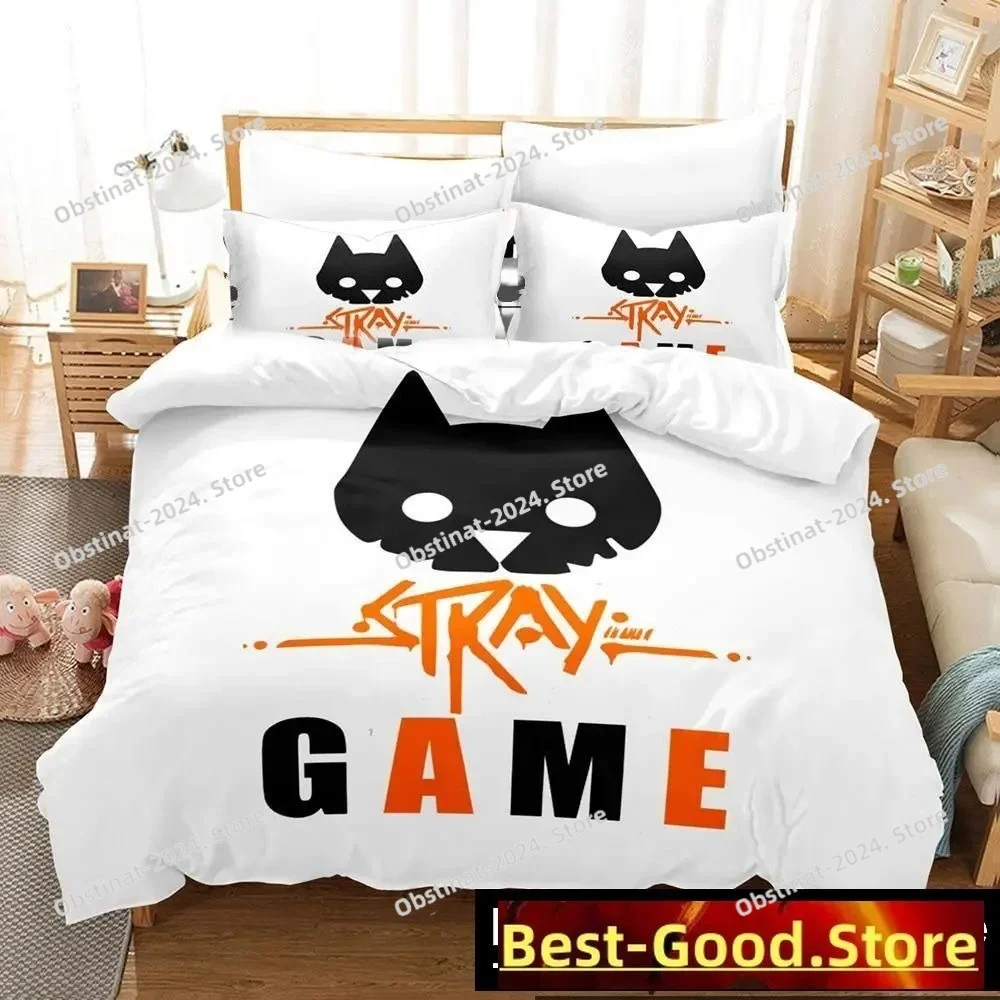 

3D Fashion Stray Game Cat Momo Bedding Set Printed single Comforter Quilt Duvet Cover Pillow Case 3 Pieces Sets Kids Adult Size