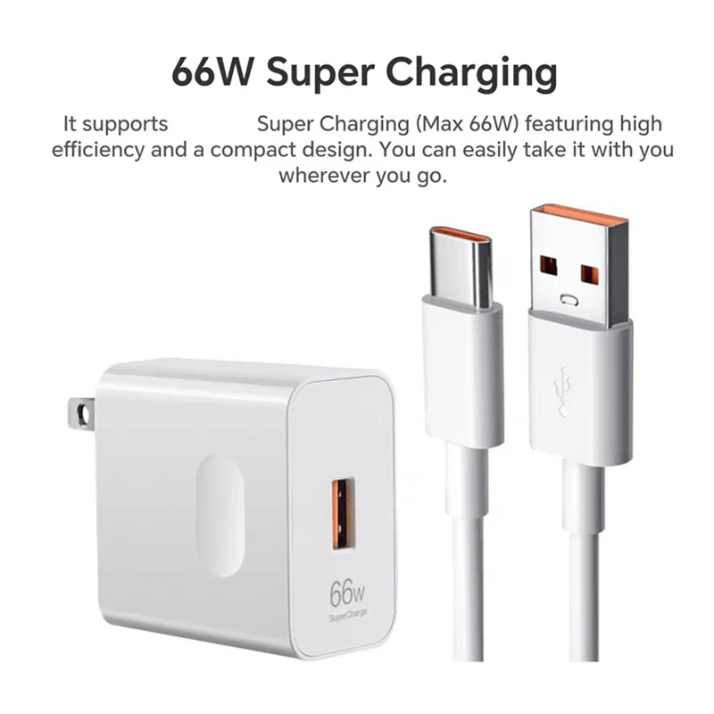 US 6A 66W Super Fast USB Charger For Huawei Mate 40 50 P50 P60 Nova 12 Honor 90 100 X8b Magic 5 Lite 6 Pro Type C Charging Cable