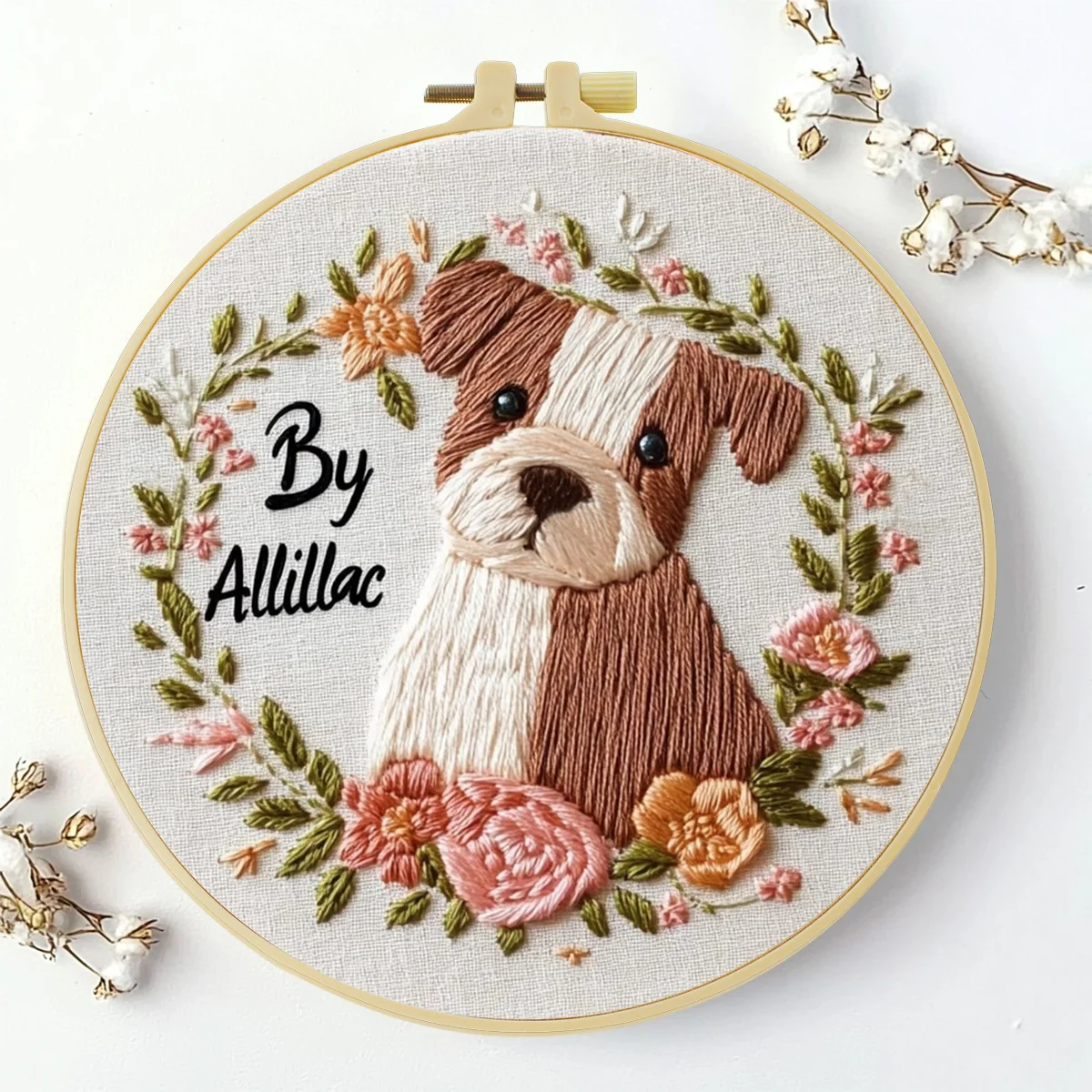 1 Stück 20X20CM/15X15CM 7,87/6,3 Zoll Niedlicher kleiner Hund Taschen-Stickerei-Starter-Kit DIY-Set Handarbeits-Malerei Nadelkunst Heimdekoration – Detail 2