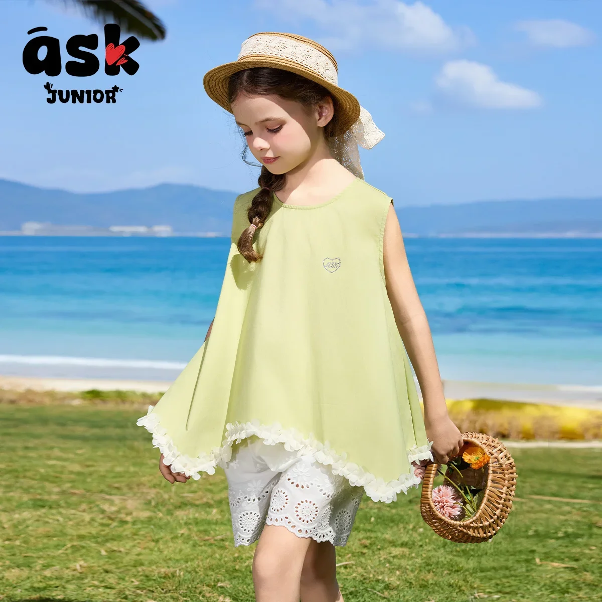 طقم شورت صيفي للفتيات بدون أكمام شورت علوي غير منتظم مكون من قطعتين #5