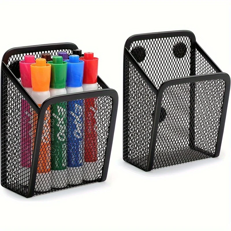 Starker magnetischer Aufbewahrungskorb, Schreibtisch-Stiftehalter, Kühlschrank-Organizer, Schreibtisch-Aktenordner, Metallgitter-Schreibwarenhalter