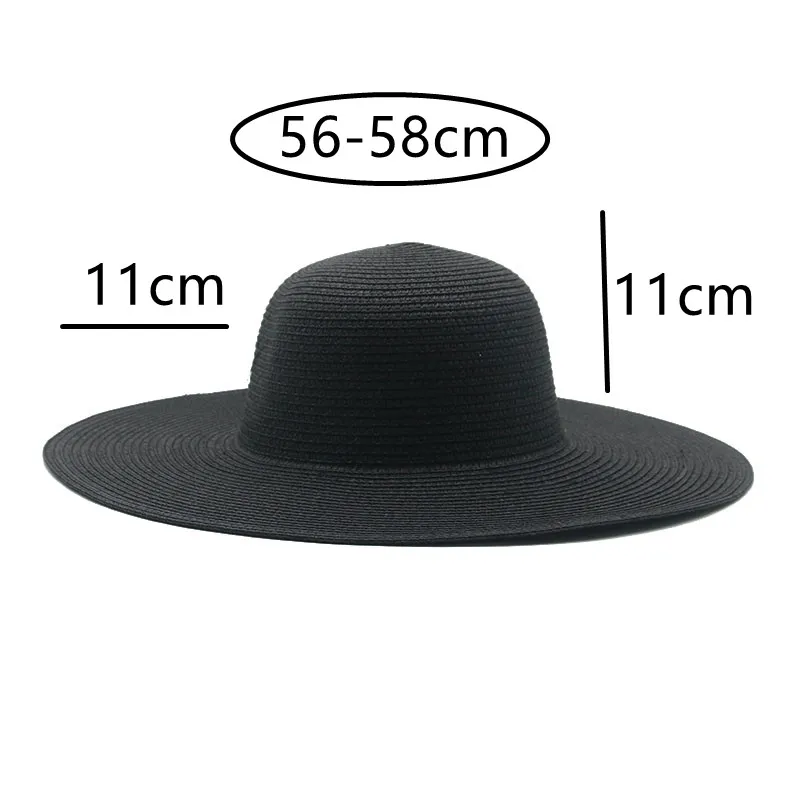 

Women Hats Solid Black Summer Spring Hats Round Top Big Brim Outdoor Beach Sun Protection Summer Women Hats Sombreros De Mujer