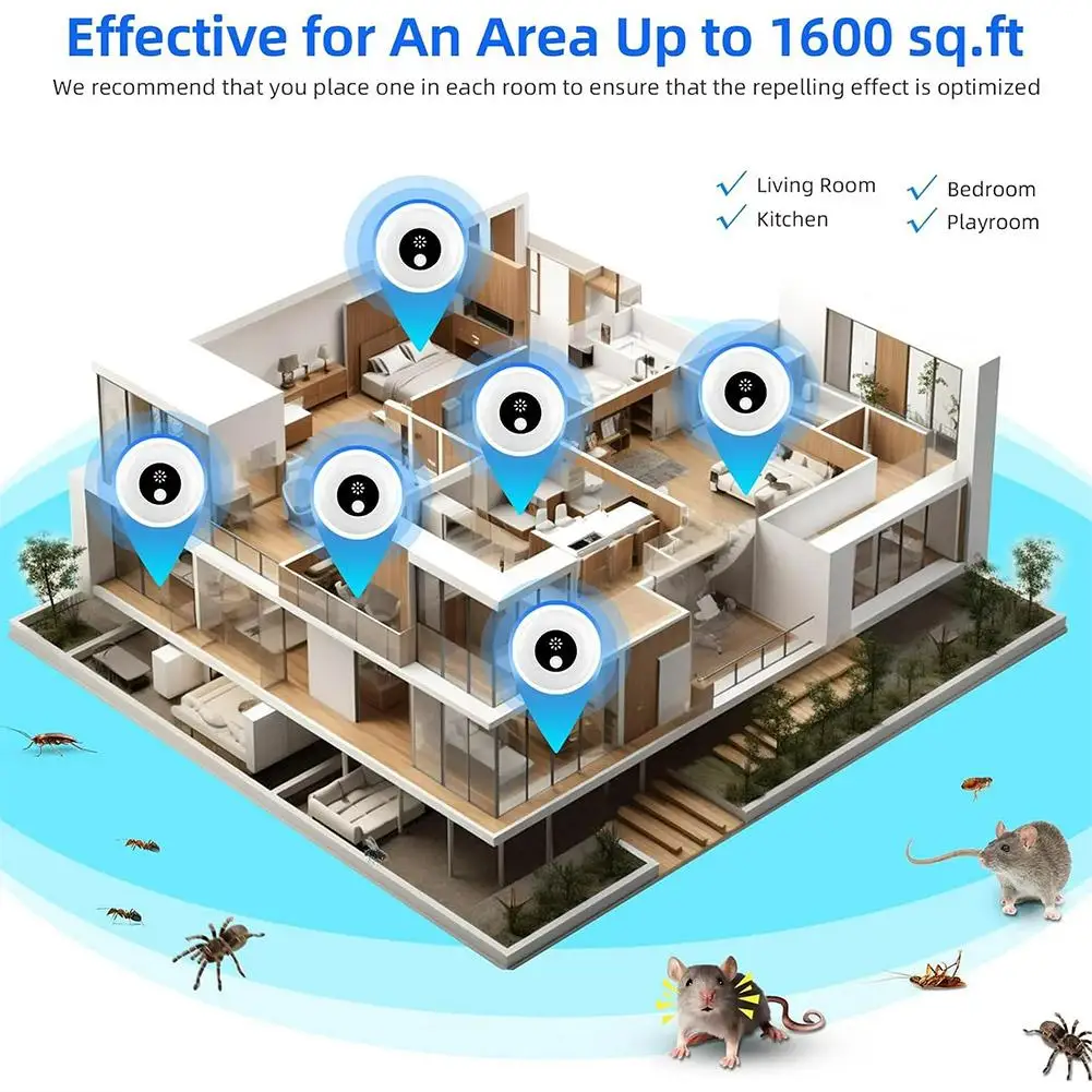 6 шт., ультразвуковое устройство для отпугивания тараканов и насекомых