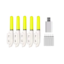 5 pcs/lot Electronic Light Stick With 5 Rechargeable battery Clip on Fishing Rod Waterproof Glowing Lamp Night Fishing J513