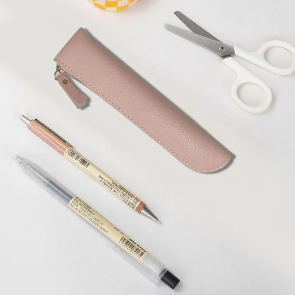 Чехол для хранения линеек, стильный пенал из искусственной кожи, органайзер для ручек, линейки, тонкая легкая сумка для канцелярских принадлежностей для маленькой ручки