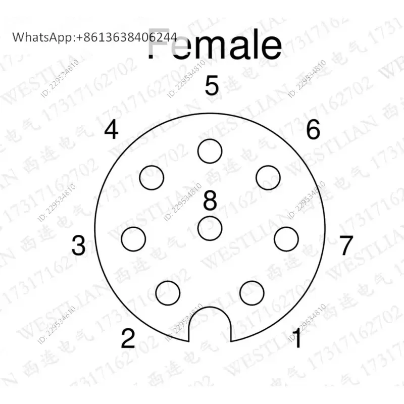 Lumberg 8-pin hole M12 female with shielded cable signal cable RKTS 8-299/5 M