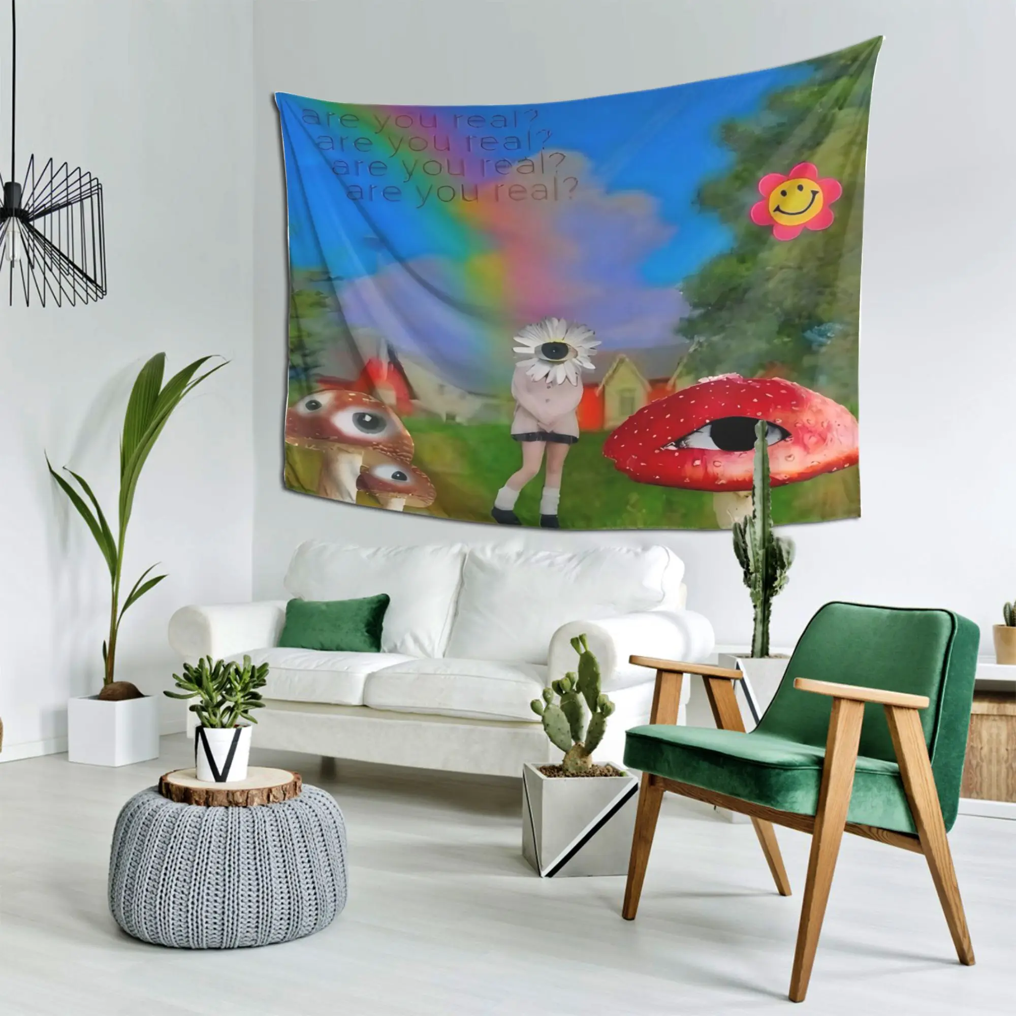 VIKAMA Psychedelic Mushroom Eye Tapestry, Quirky Bizarre Wall Hanging for Bedroom Living Room