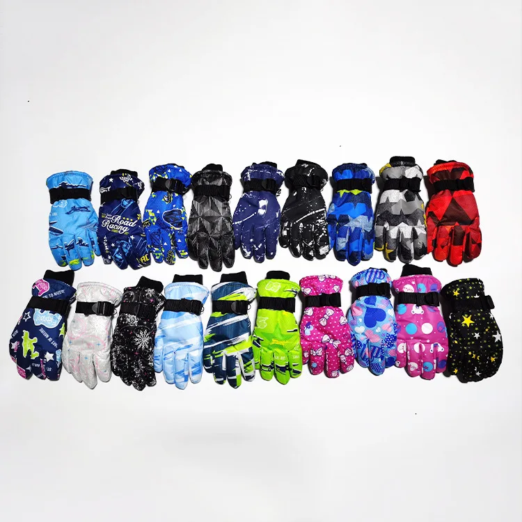 Ski gloves winter outdoor sports wholesale floral kids gloves 9-15 years old warm gloves