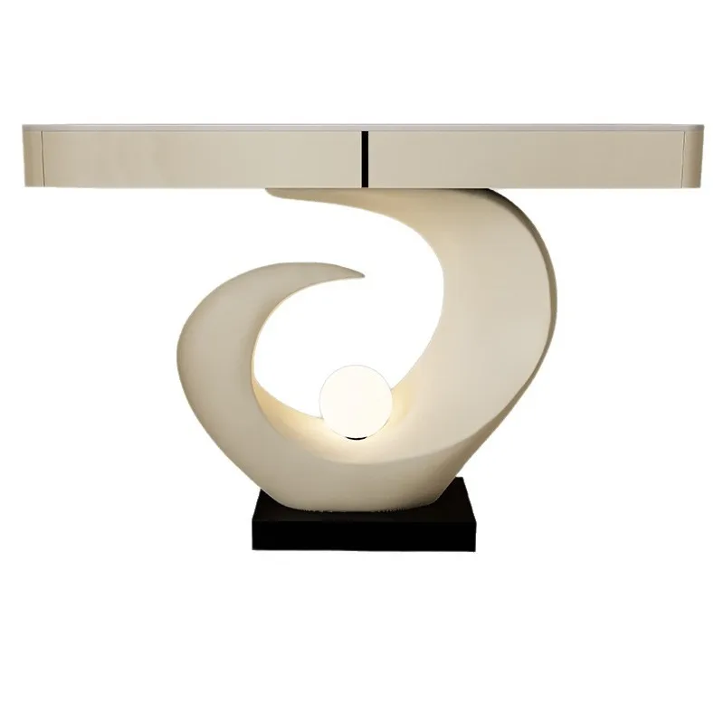 

Embrace the lighted entrance cabinet, modern simple light luxury, high-end entrance hallway, villa entrance table