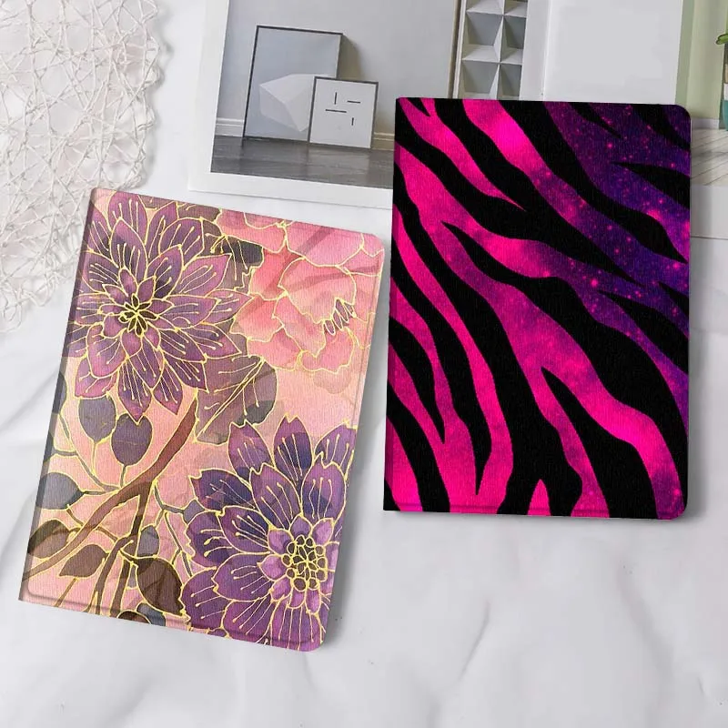 

Purple Pink Flower Gold Tablet Case For Apple iPad Air Pro mini 1 2 3 4 5 6 7 8 9 11 M2 M3 M5 M4 5th 6th 7th 10th 11th Gift