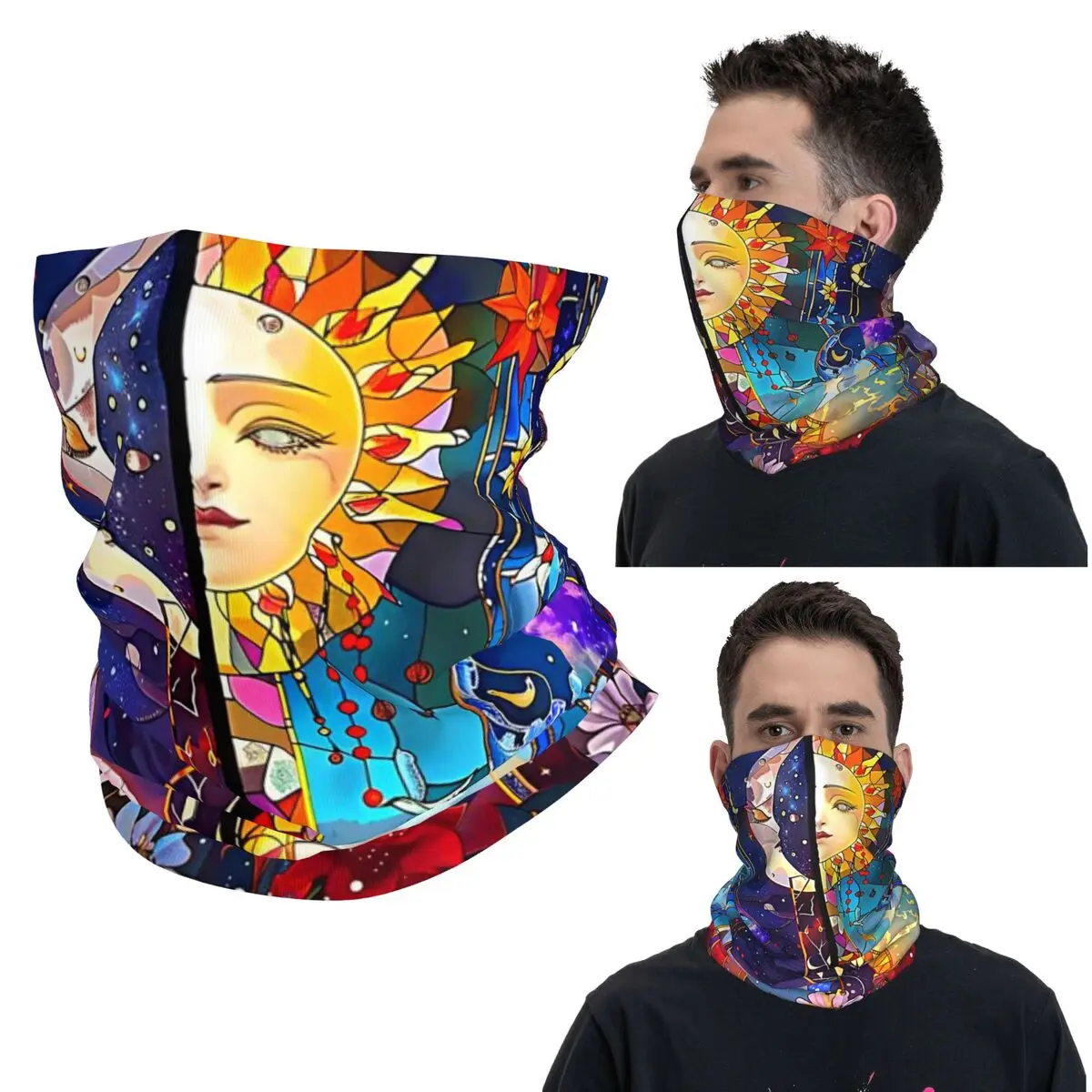 

Trendy Sun Moon Boho Cosmos Astrology Bandana Neck Gaiter Printed Wrap Scarf Headband Cycling Unisex Adult Windproof