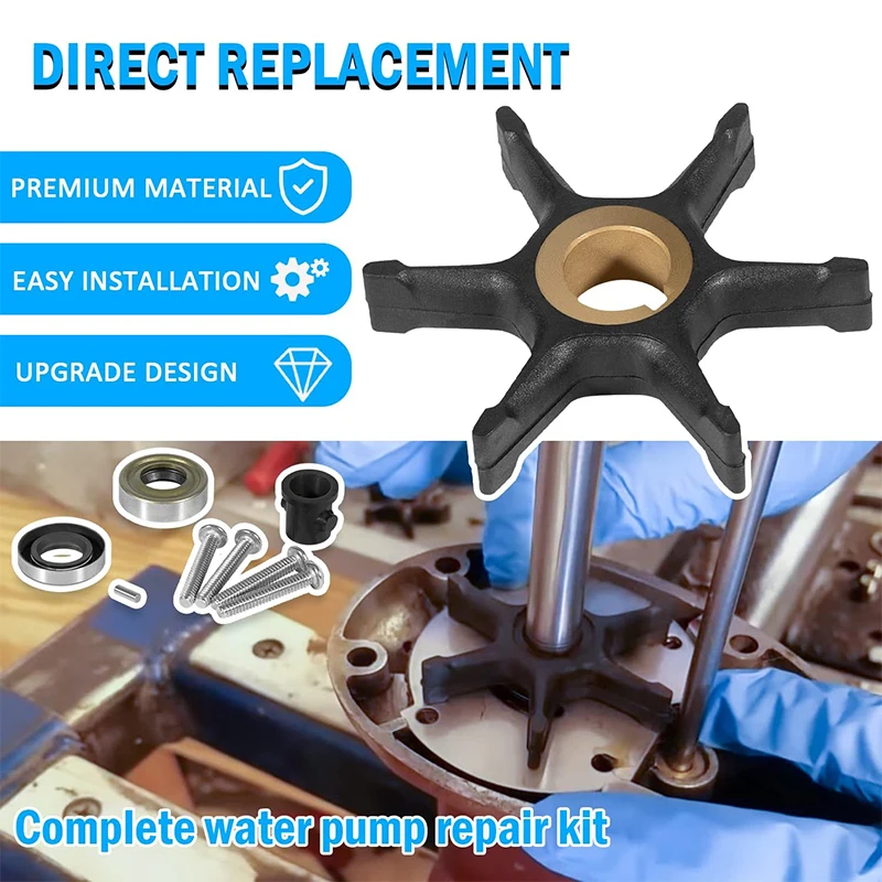 382296 Outboard Water Pump Kit Repalcement for Evinrude Johnson 777811 9.5hp 10hp (Fits: 9.5 HP 1964-1973; 10 HP 1958-1963)