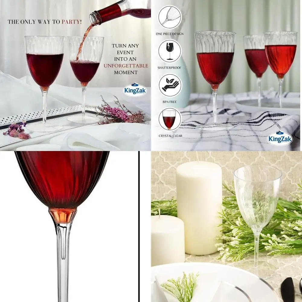 

Clear Plastic Wine Cups, Disposable, 8 oz, 1-Piece, 96-Pack Value Set