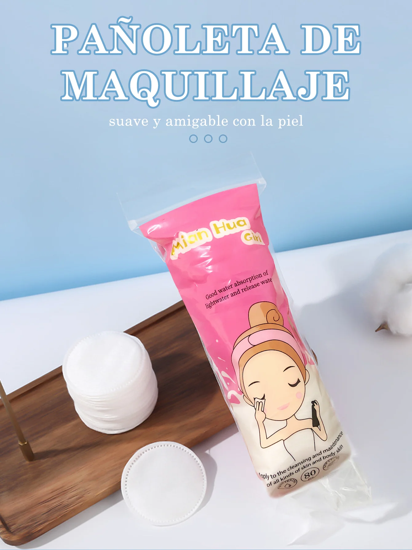 صفائح دائرية من القطن لمستحضرات التجميل، قطن خالص، ثلاث طبقات من فتحات إبرة القطن المركبة، حافة القفل، الطباعة، إزالة المكياج، ملاءات قطنية مستديرة سميكة #5