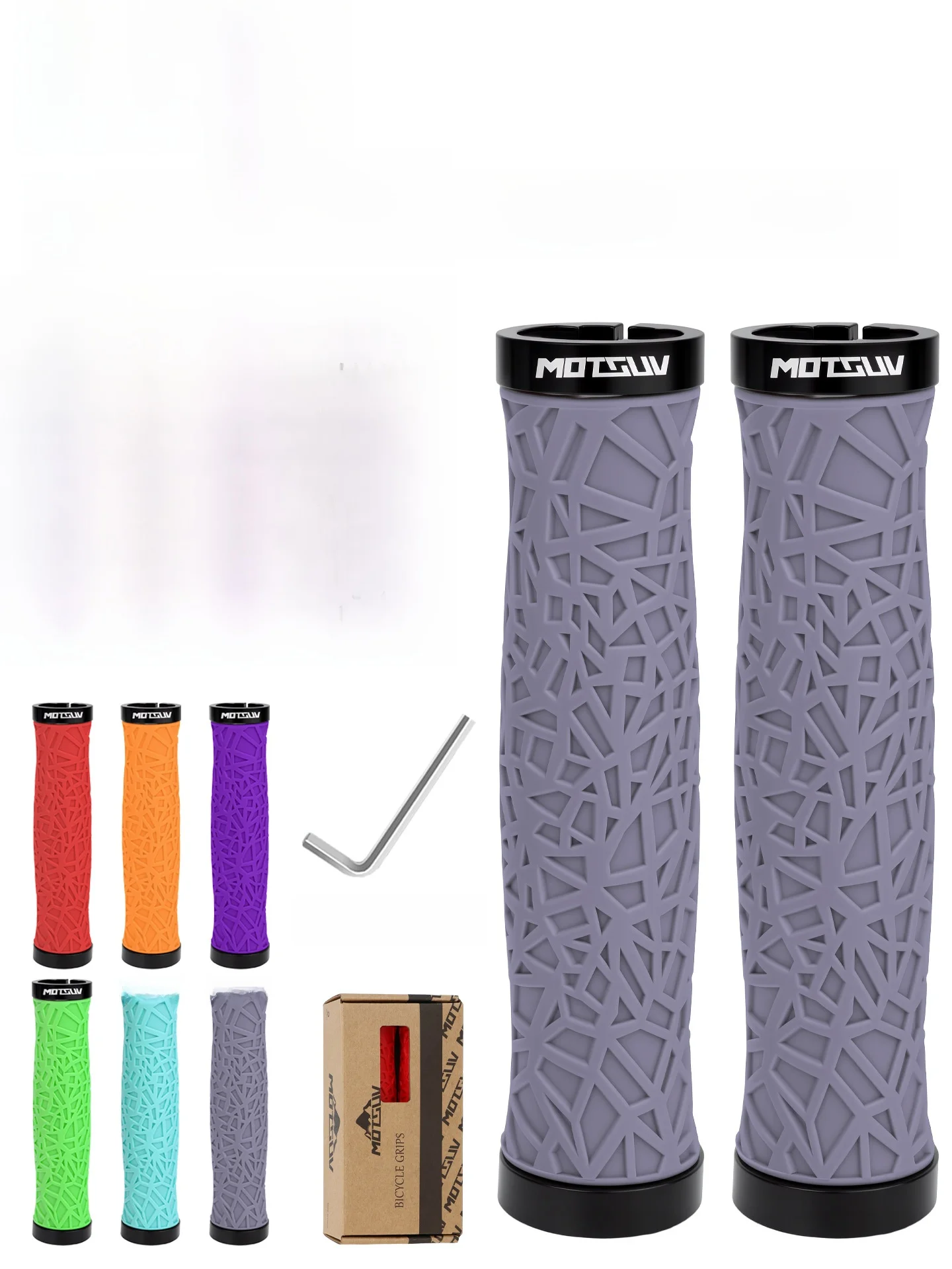 MOTSUV Double Lock TPE Bicycle Handlebar Grips Anti-Slip Shock Absorption Long Ride No Hand Fatigue Universal Mountain Bike A...