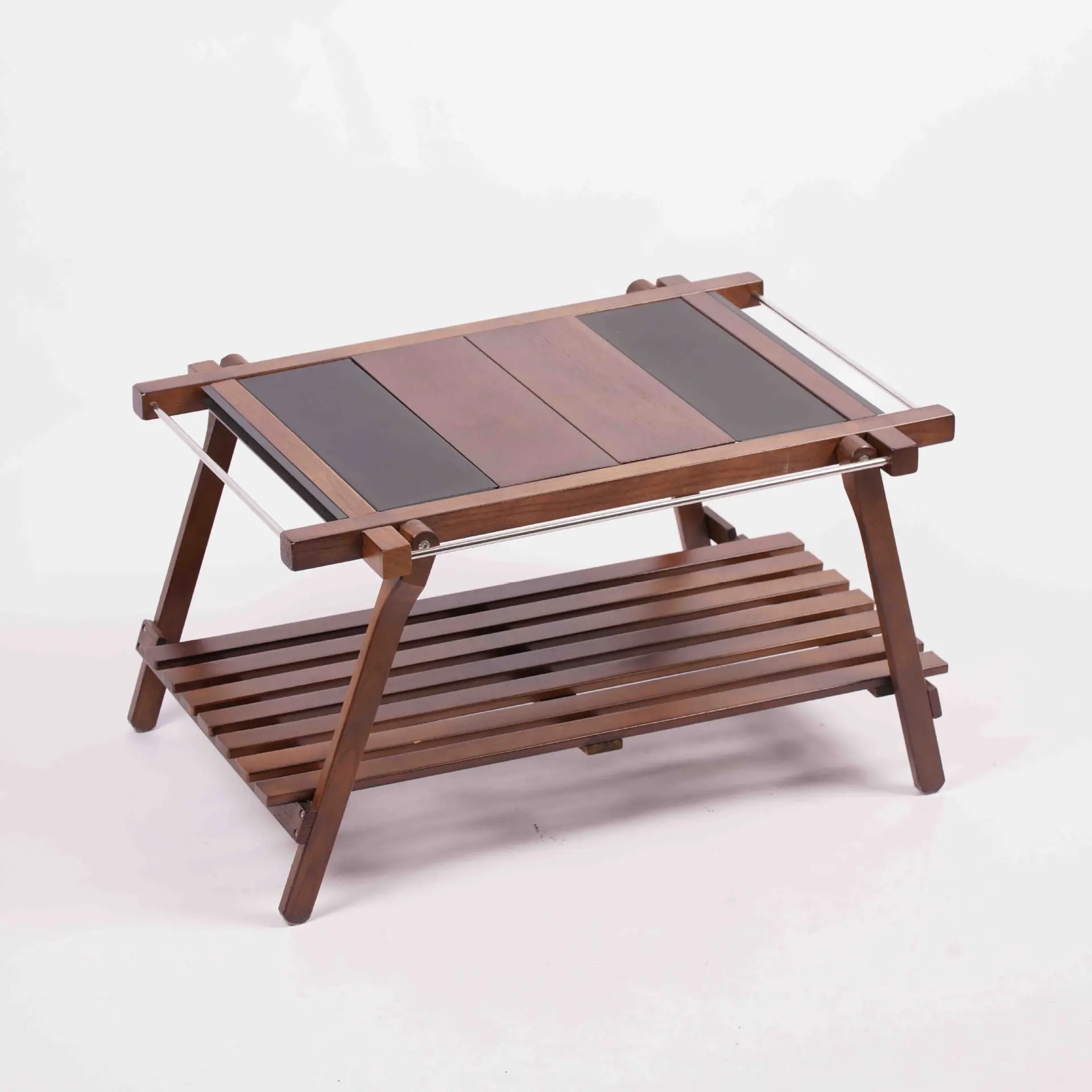 Folding solid wood tactical combination table outdoor convenient IGT table, two unit extended table, picnic table